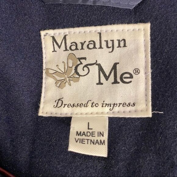 NEW Pea Coat Maralyn & Me Navy Hooded Juniors Size Large - Picture 14 of 16